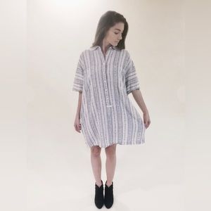 SALE Derek Lam 10 Crosby Denim Linen Cotton Striped Shirtdress Size S